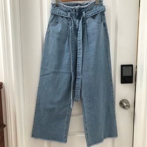 Wide Leg Tie Waist Jeans
